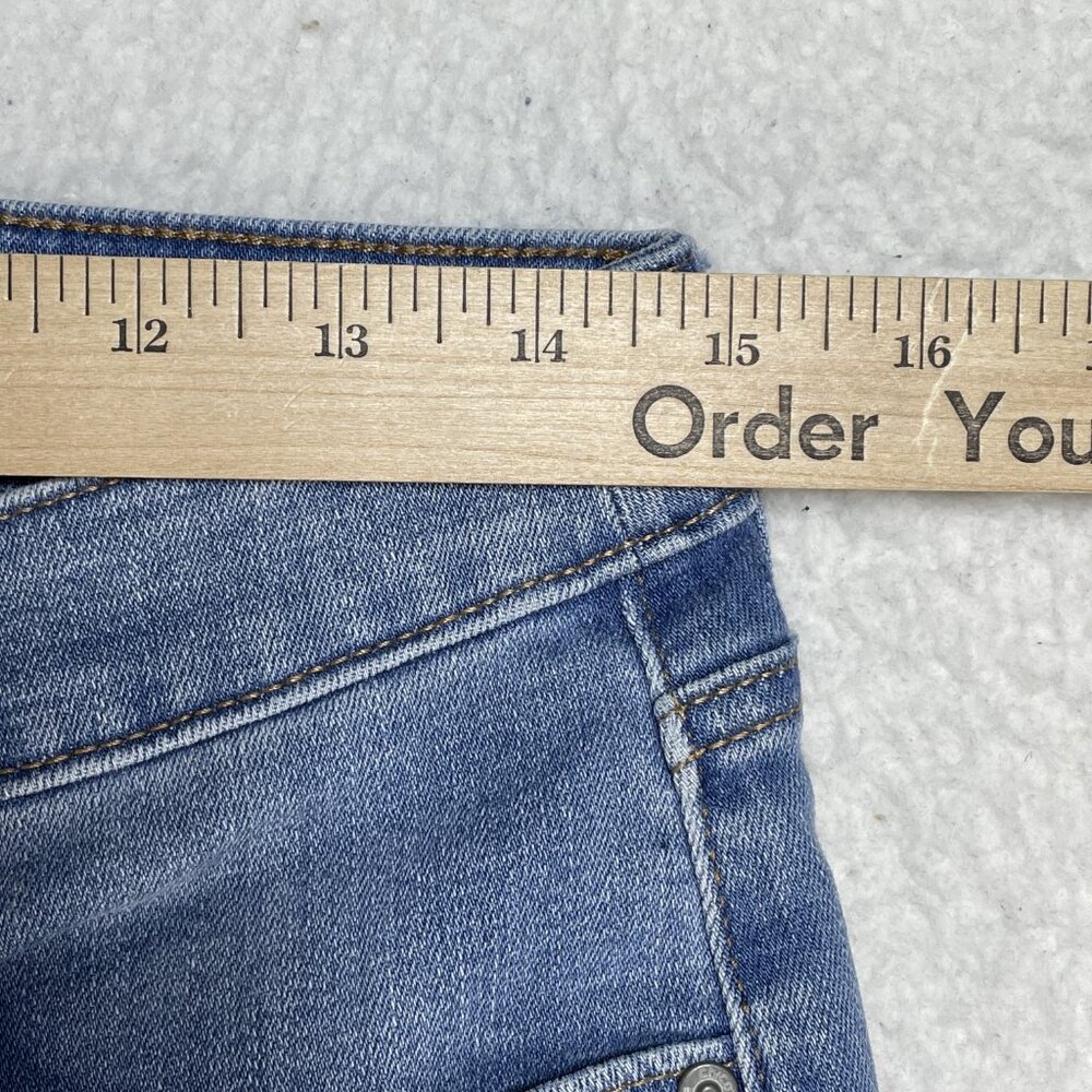 Chicos So Slimming US Size 8 Girlfriend Slim Leg Crop Blue Tie Dye Jeans 29x22 - Picture 6 of 12